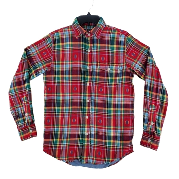 Polo Ralph Lauren Blanket Flannel Button Up Shirt Men S Tartan Plaid Red Multi - Picture 1 of 12